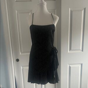 Express Black Midi Dress with Spaghetti Straps